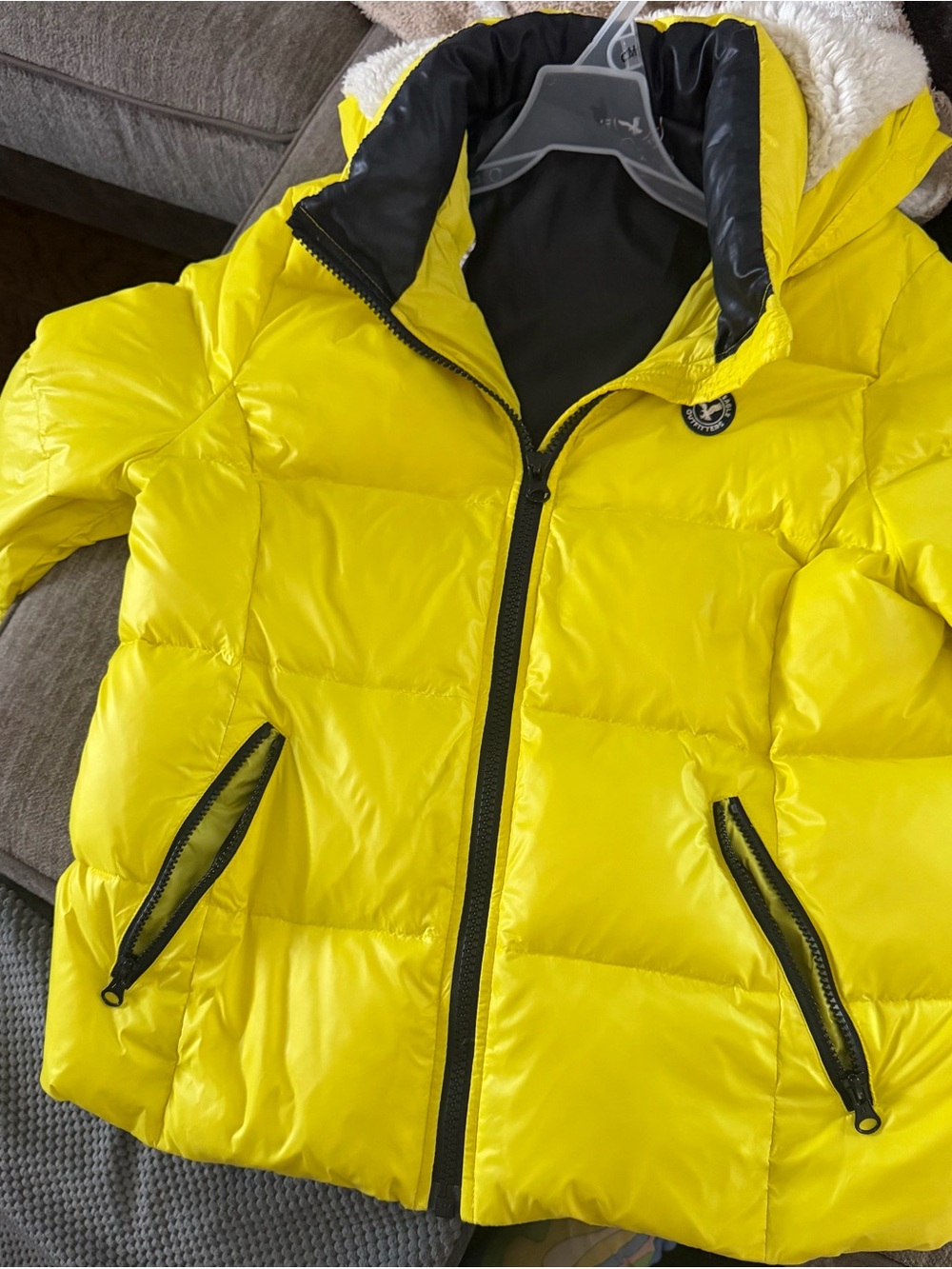 American Eagle Outfitters Yellow Kids Puffer Jacket with Hood